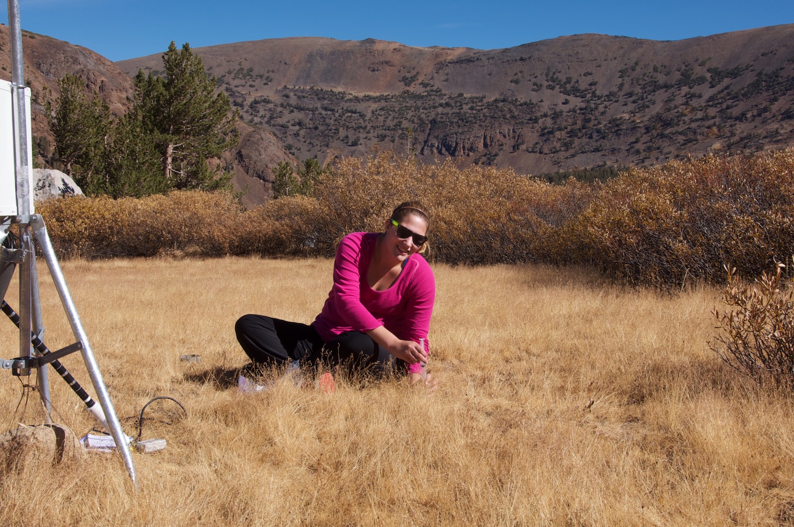 Jesseca Meyer collecting gas samples