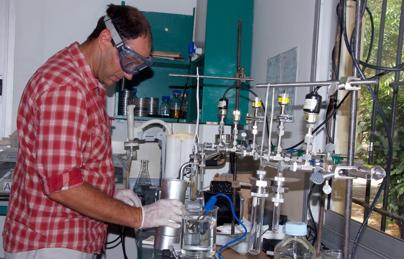 Nate working in the laboratory in Dakar, Senegal