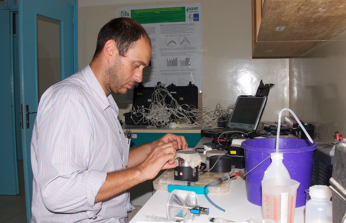 Nate working in the laboratory in Thiès, Senegal